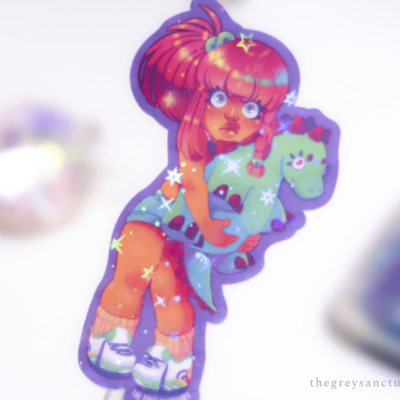 Chibi Cafr3sita & Dino Sparkly Sticker